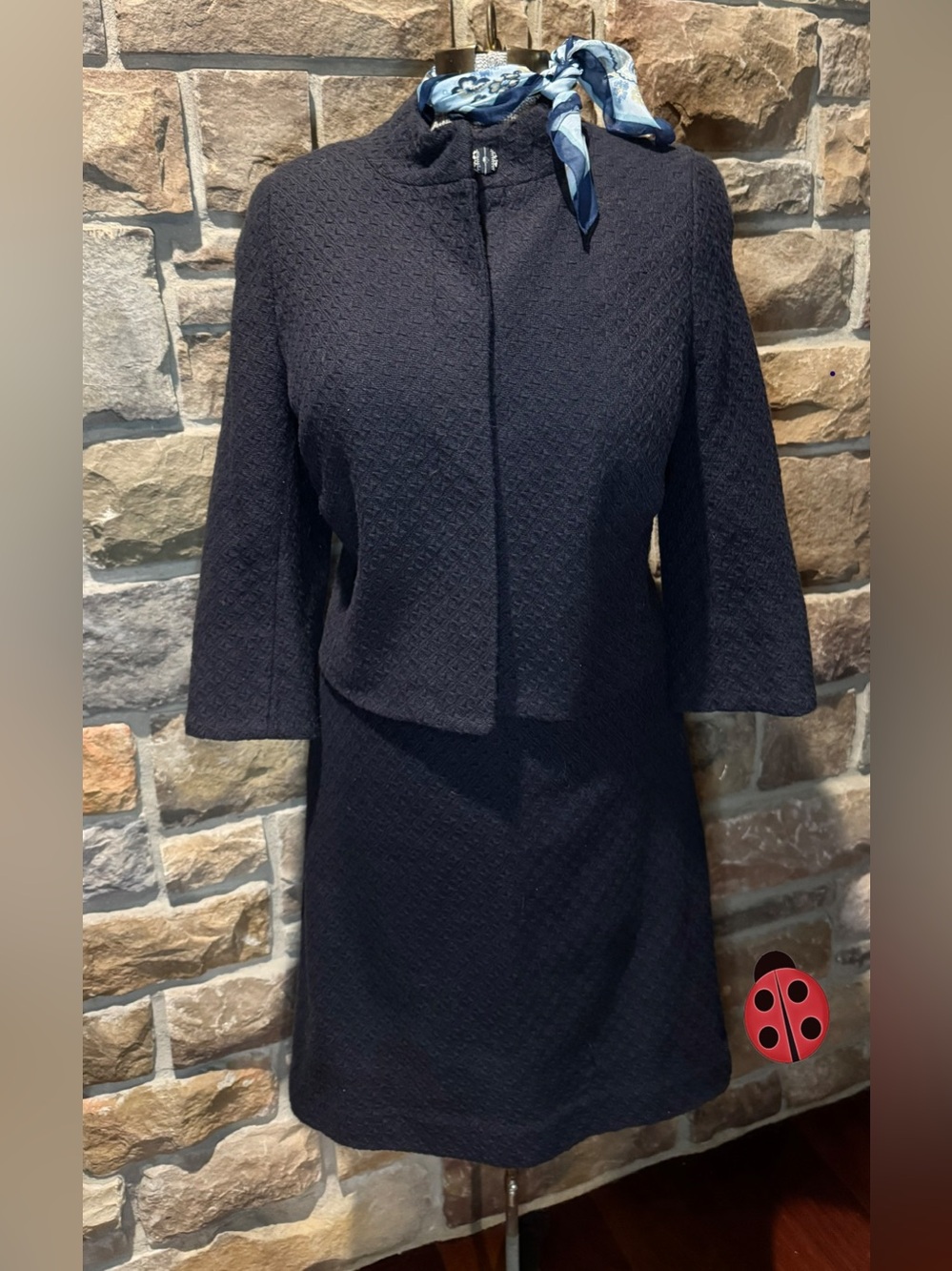 Classic Navy Textured Women's Suit - size 12